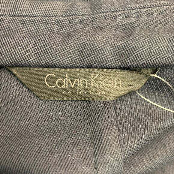 CALVIN KLEIN COLLECTION Size 40 Navy Cotton Blend Coat - Picture 4 of 9